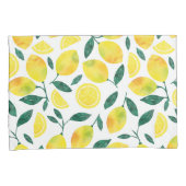 黄色の水色レモンパターン 枕カバー (正面右)