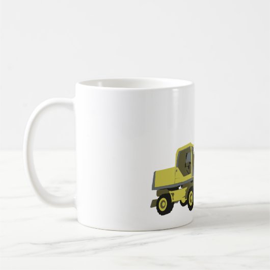 黄色の油圧ショベル建設機械 コーヒーマグカップ (左)