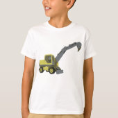 黄色の油圧ショベル建設機械 Tシャツ (正面)