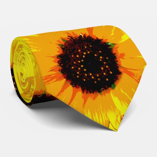 黄色の油色彩の鮮やかひまわりネクタイ ネクタイ (ロール)