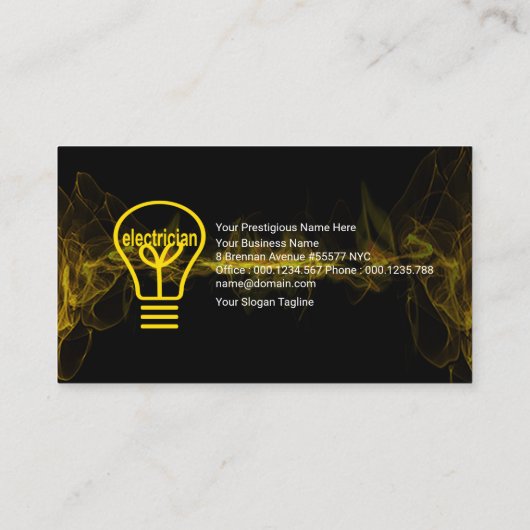 黄色の波の電源プラグの電球に電気を入れる 名刺 (裏面)