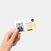 黄色の波デザインの写真ID バッジ (手持ち)