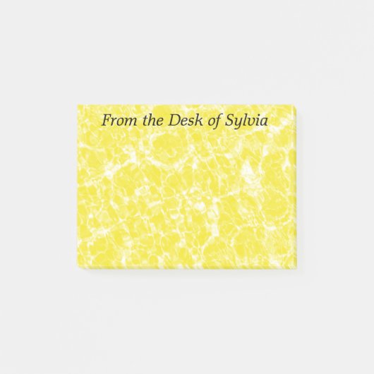 黄色の波紋パーソナライズされたが付いたノート ポストイット (正面)