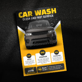 黄色の洗車自動詳細車の洗車 チラシ