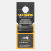 黄色の洗車自動詳細車の洗車 ドアノブサイン (正面)