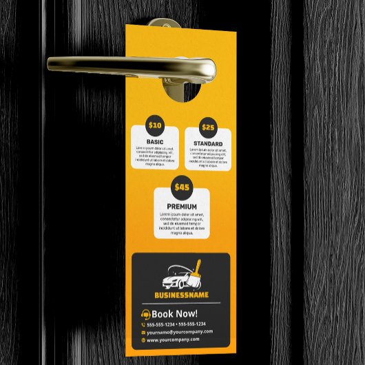 黄色の洗車自動詳細車の洗車 ドアノブサイン