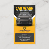 黄色の洗車自動詳細車の洗車 名刺 (正面)