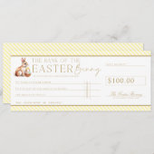 黄色の淡い色のイースターチェックギフト券カード 招待状 (正面/裏面)