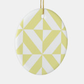 黄色の淡い色の幾何学的なデコキューブパターン セラミックオーナメント (右)