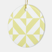 黄色の淡い色の幾何学的なデコキューブパターン セラミックオーナメント (左)