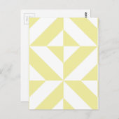 黄色の淡い色の幾何学的なデコキューブパターン ポストカード (正面/裏面)