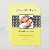 黄色の深いグレーペイズリー写真の日付を保存 案内ポストカード (正面/裏面)