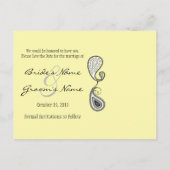 黄色の深いグレーペイズリー写真の日付を保存 案内ポストカード (裏面)