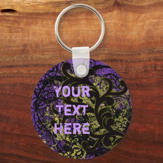 黄色の渦巻きカスタマイズ-  キーホルダー (正面)