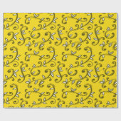 黄色の渦巻き ラッピングペーパー (フラット)