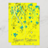 黄色の渦巻きSweet sixteenパーティの招待状 招待状 (正面/裏面)