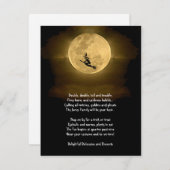 黄色の満月と魔女のハロウィンパーティー 招待状 (正面/裏面)