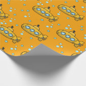 黄色の潜水艦の泡は青く星を出す ラッピングペーパー (角)