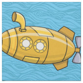 黄色の潜水艦の漫画生地 ファブリック (クローズアップ)