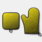 黄色の濃いグラデーショグラデーションンのジオメトリメッシュパターン 鍋つかみ&鍋敷きセット (正面)