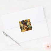 黄色の濃い肌のひまわり妖精 スクエアシール (封筒)