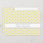 黄色の灰色のドットのカスタムベビーシャワー招待状 招待状 (正面/裏面)