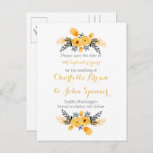 黄色の灰色の水色のフローラは日付を保存 案内ポストカード (正面/裏面)