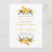 黄色の灰色の水色のフローラは日付を保存 案内ポストカード (正面)