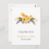 黄色の灰色の水色フローラありがとう ポストカード (正面/裏面)