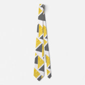 黄色の灰色の白色ブロックパターン ネクタイ (正面)