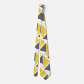 黄色の灰色の白色ブロックパターン ネクタイ (裏面)