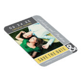 黄色の灰色の色結婚ブロックの写真日付を保存 マグネット (右側)