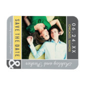 黄色の灰色の色結婚ブロックの写真日付を保存 マグネット (横)