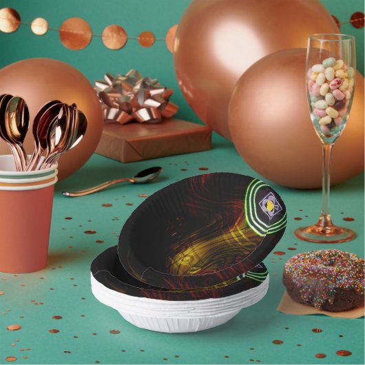 黄色の炎の芝生のボウル、紙プレート ペーパーボウル (複数)