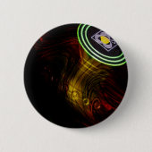 黄色の炎の芝生のボウル、6 cmラウンドバッジ 缶バッジ (正面)