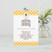 黄色の点検の裏庭BBQの誕生日の夏のパーティー 招待状 (スタンド正面)