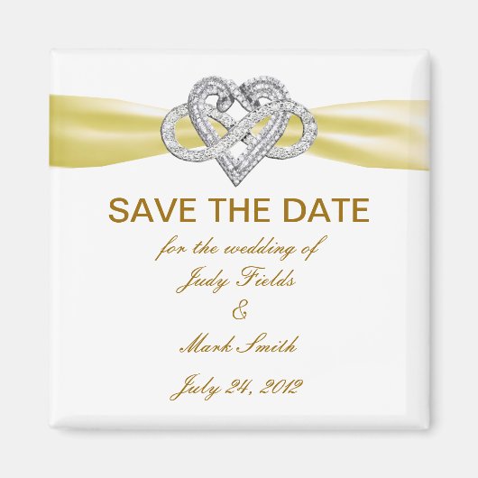 黄色の無限大ハート日付磁石の保存 マグネット (正面)