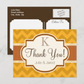 黄色の焦げたオレンジのシボストライプロンありがとう ポストカード (正面/裏面)