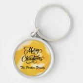 黄色の熱帯クリスマスキーチェーンをパーソナライズ キーホルダー (正面)
