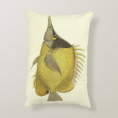 黄色の熱帯性チェルモンロンジロストリス、ヴィンテージ魚 アクセントクッション (裏面(縦))