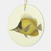 黄色の熱帯性チェルモン・ロニロストリス、アンティーク魚 セラミックオーナメント (左)