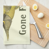 黄色の熱帯性チェルモン・ロニロストリス、ヴィンテージの魚 キッチンタオル (四つ折り)