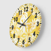 黄色の熱帯花の大きな時計 ラージ壁時計 (傾斜)