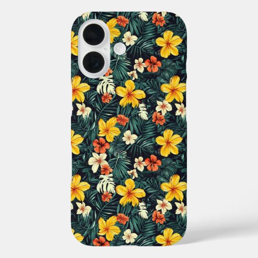 黄色の熱帯花パターン Case-Mate iPhoneケース (裏面)