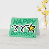 黄色の熱狂する星を持つ誕生日カード カード (黄色い花)