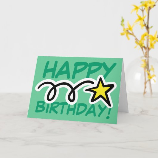 黄色の熱狂する星を持つ誕生日カード カード (黄色い花)