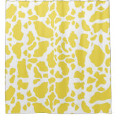 黄色の牛の斑点アニマルプリントパターン シャワーカーテン (正面)