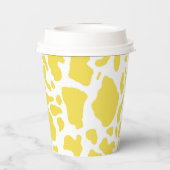 黄色の牛の斑点アニマルプリントパターン 紙コップ (裏面)