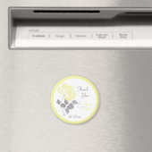 黄色の牡丹の白いウェディング フェイバー マグネット (インサイチュ (食洗機))