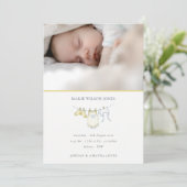 黄色の物干し写真ベビー誕生発表 サンキューカード (スタンド正面)